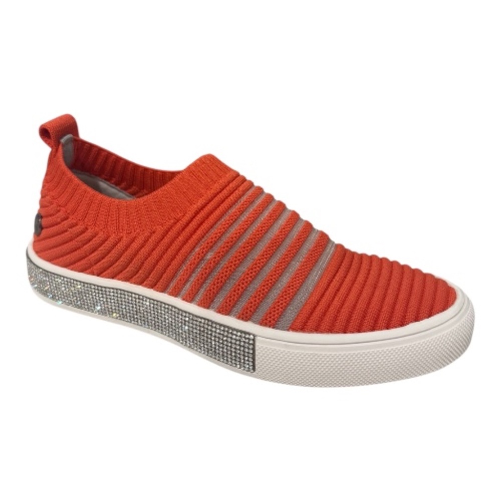 Bernie Mev Iris Slip-On Sneaker, Nectarine Orange, Rhinestone Sole - NWB